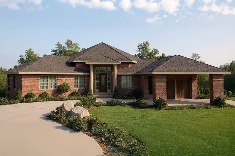 House Blueprint - Exterior - Front Elevation 3 for Contemporary House Plan #124-850 - 5 bed, 3.5 bath