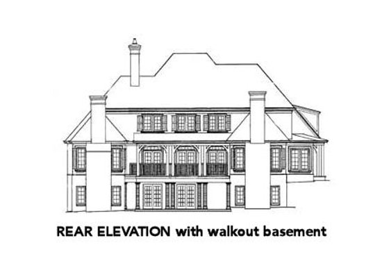 Exterior - Rear Elevation for European House Plan #429-39 - 4 bed, 4.5 bath