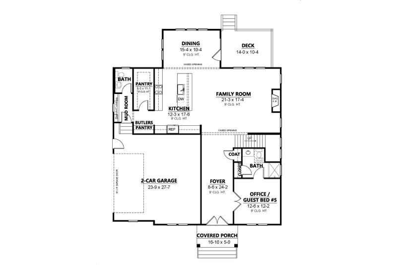 Architectural House Design - Floor Plan - Main Floor for Farmhouse House Plan #1080-22 - 5 bed, 4.5 bath