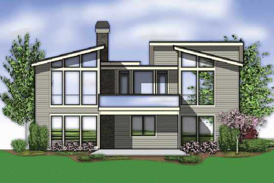 Exterior - Rear Elevation 1 for Modern House Plan #48-606 - 4 bed, 4 bath