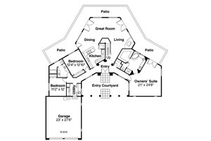 Floor Plan - Main Floor for Mediterranean House Plan #124-572 - 3 bed, 3 bath