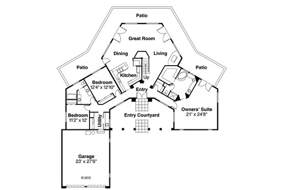 Floor Plan - Main Floor for Mediterranean House Plan #124-572 - 3 bed, 3 bath
