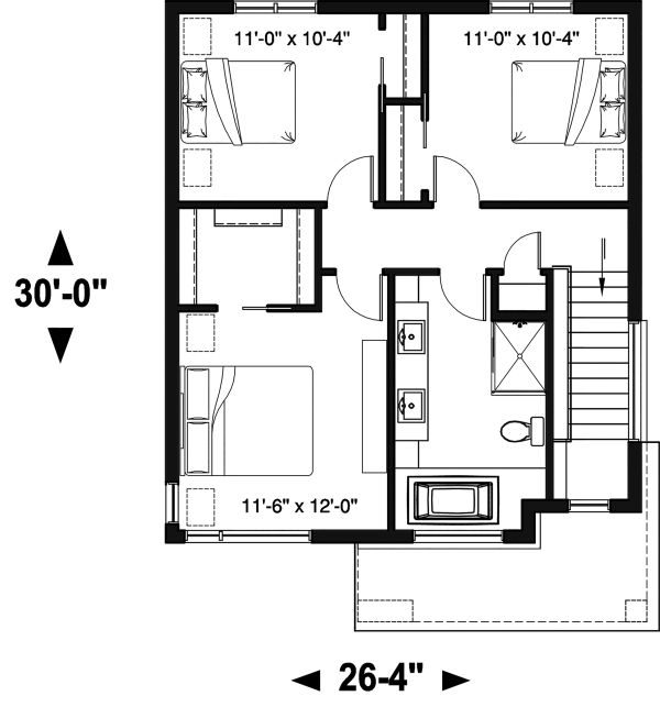 Home Plan - Modern Floor Plan - Upper Floor Plan #23-2705