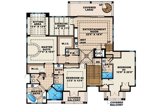Floor Plan - Main Floor for Mediterranean House Plan #27-451 - 4 bed, 5.5 bath