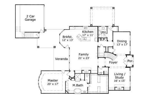 Floor Plan - Main Floor for Traditional House Plan #411-146 - 5 bed, 5.5 bath