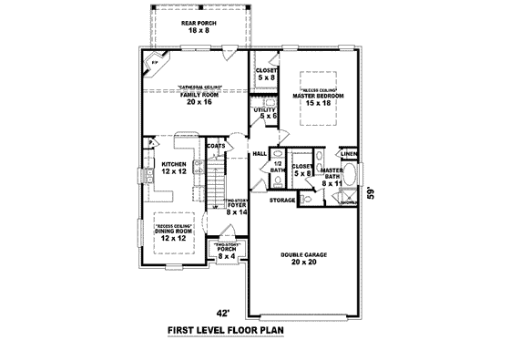 Floor Plan - Main Floor for European House Plan #81-1409 - 3 bed, 2.5 bath