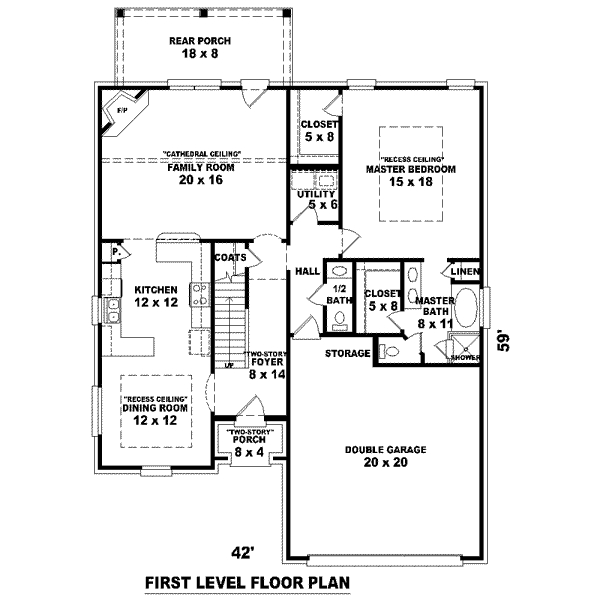 Floor Plan - Main Floor for European House Plan #81-1409 - 3 bed, 2.5 bath