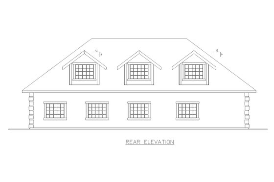 Exterior - Rear Elevation for Traditional House Plan #117-1108, 1 bath
