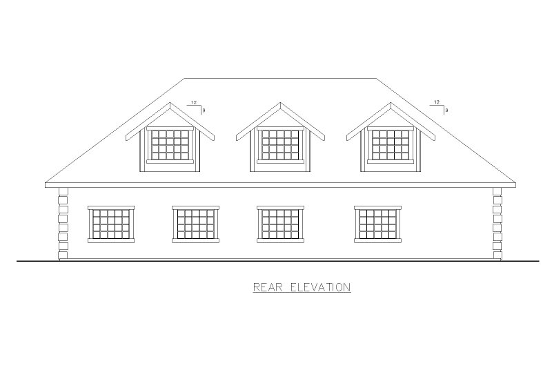 Home Plan - Exterior - Rear Elevation for Traditional House Plan #117-1108, 1 bath
