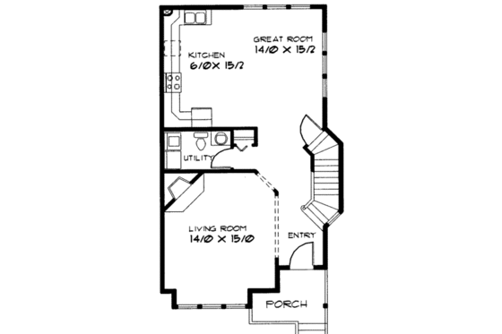 Floor Plan - Main Floor for Traditional House Plan #303-366 - 3 bed, 2.5 bath