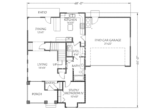 Floor Plan - Main Floor for Traditional House Plan #24-197 - 4 bed, 3 bath
