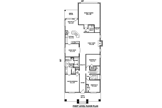 Floor Plan - Main Floor for Bungalow House Plan #81-1121 - 3 bed, 3 bath