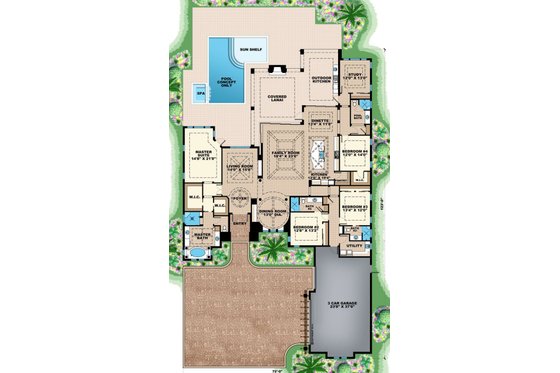 Floor Plan - Main Floor for Mediterranean House Plan #27-553 - 4 bed, 4 bath