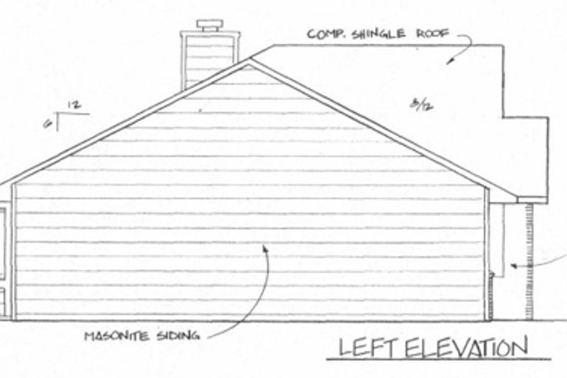 Architectural House Design - Exterior - Other Elevation for Ranch House Plan #58-135 - 3 bed, 2 bath