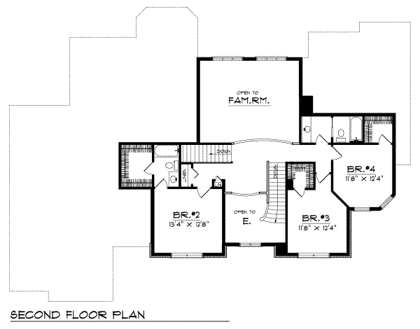 Colonial Floor Plan - Upper Floor Plan #70-519
