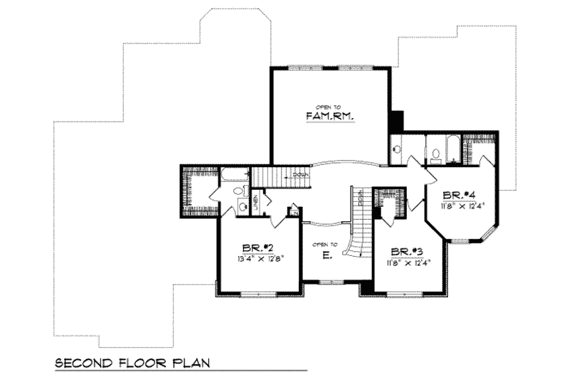 Home Plan - Floor Plan - Upper Floor for Colonial House Plan #70-519 - 4 bed, 3.5 bath