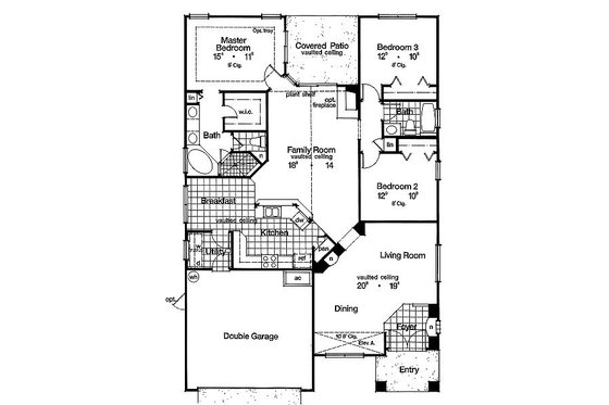 Floor Plan - Main Floor for Mediterranean House Plan #417-148 - 3 bed, 2 bath