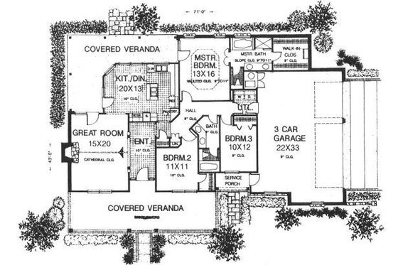 Floor Plan - Main Floor for Country House Plan #310-604 - 3 bed, 2 bath