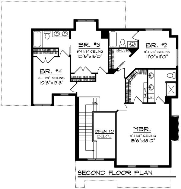 Architectural House Design - Traditional Floor Plan - Upper Floor Plan #70-1199