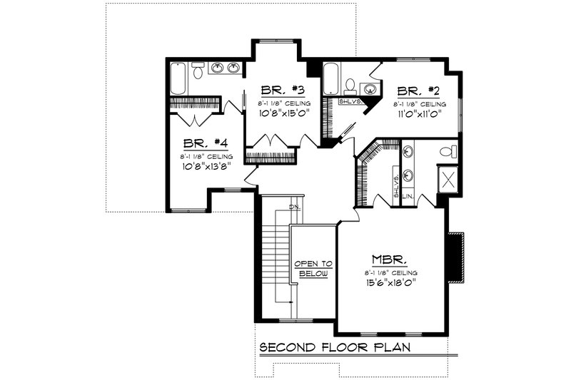 Home Plan - Floor Plan - Upper Floor for Traditional House Plan #70-1199 - 4 bed, 3.5 bath