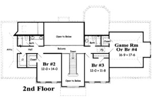 Floor Plan - Upper Floor for Colonial House Plan #329-128 - 4 bed, 3.5 bath