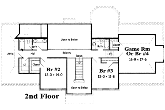 Floor Plan - Upper Floor for Colonial House Plan #329-128 - 4 bed, 3.5 bath