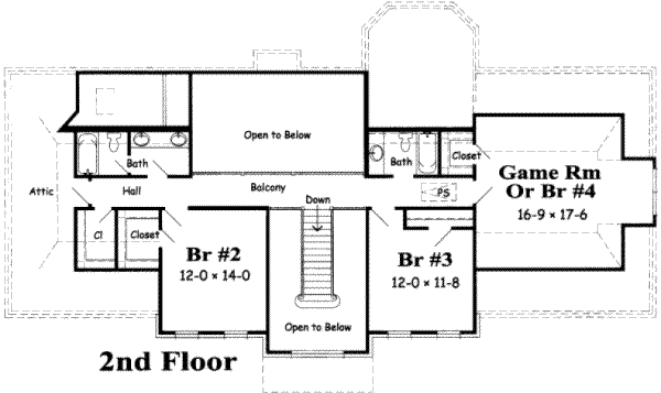 Colonial Floor Plan - Upper Floor Plan #329-128