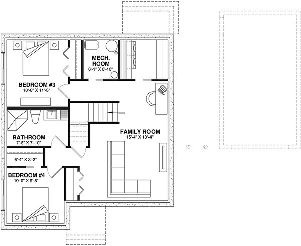 Cottage Floor Plan - Lower Floor Plan #23-116