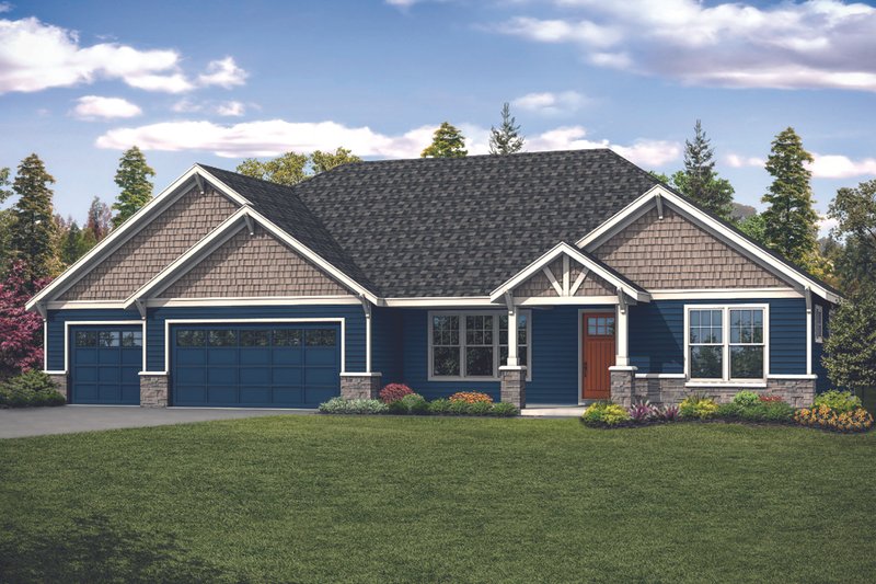 Architectural House Design - Ranch Exterior - Front Elevation Plan #124-1124