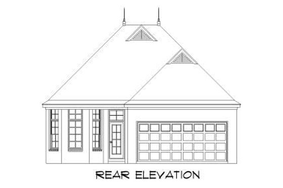 Exterior - Rear Elevation for European House Plan #424-56 - 3 bed, 2 bath