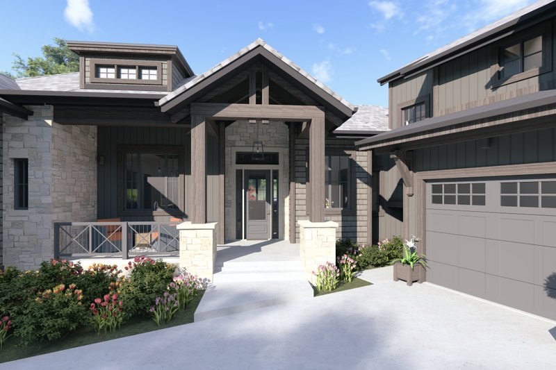 Home Plan - Exterior - Covered Porch for Farmhouse House Plan #1069-21 - 2 bed, 2.5 bath