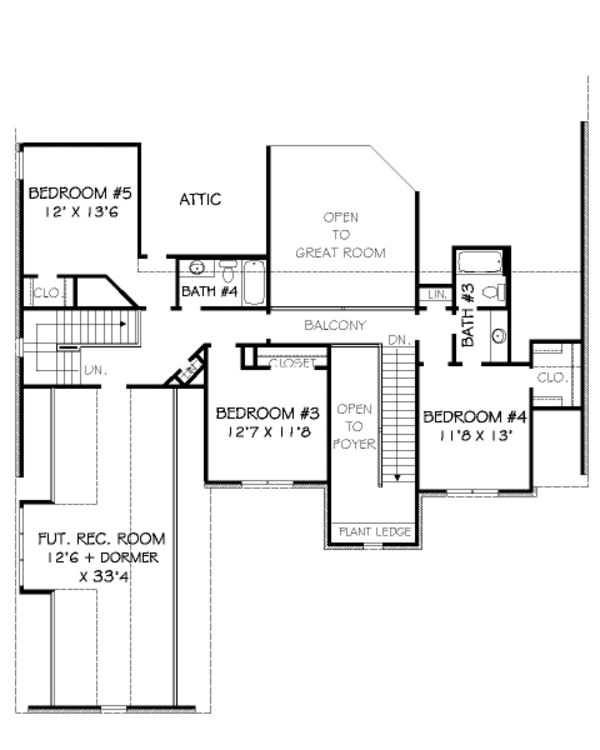 Traditional Floor Plan - Upper Floor Plan #424-347