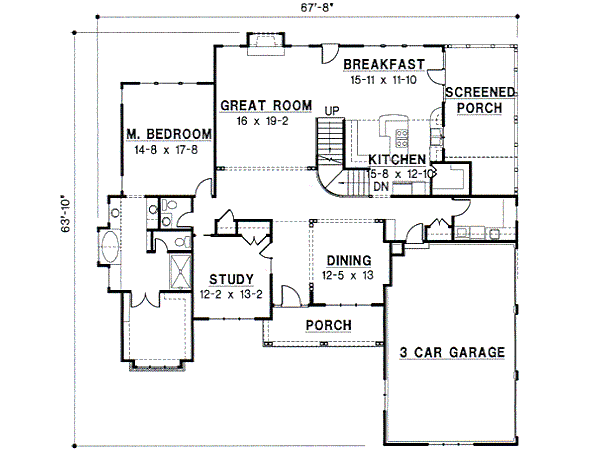 Bungalow Floor Plan - Main Floor Plan #67-290