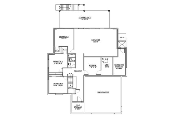 Floor Plan - Lower Floor for Modern House Plan #1073-8 - 5 bed, 3.5 bath