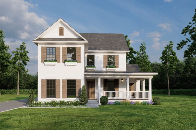 Dream House Plan - Farmhouse Exterior - Front Elevation Plan #17-286