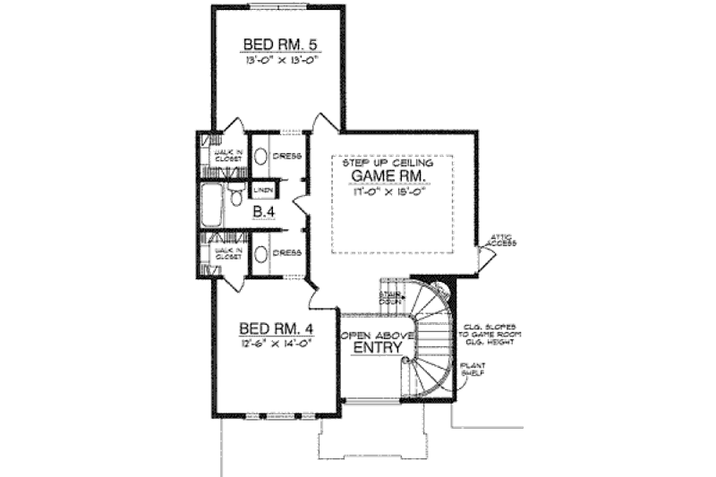 Home Plan - Floor Plan - Upper Floor for European House Plan #40-238 - 5 bed, 4 bath