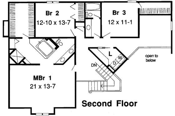 Floor Plan - Upper Floor for Traditional House Plan #312-168 - 3 bed, 2.5 bath