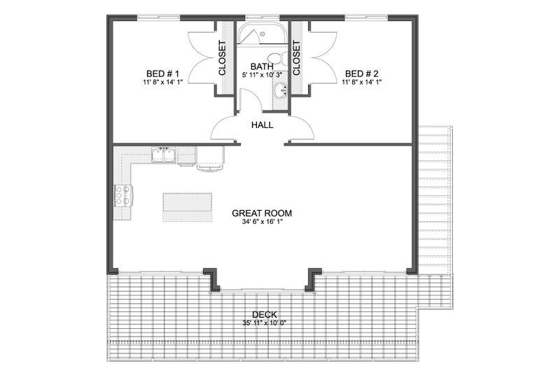 House Blueprint - Floor Plan - Upper Floor for Barndominium House Plan #1060-482 - 2 bed, 1.5 bath