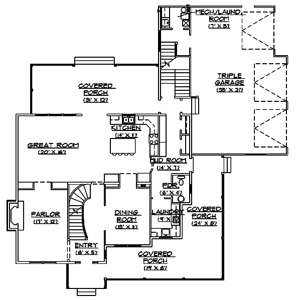 House Plan Design - Country Floor Plan - Main Floor Plan #5-194