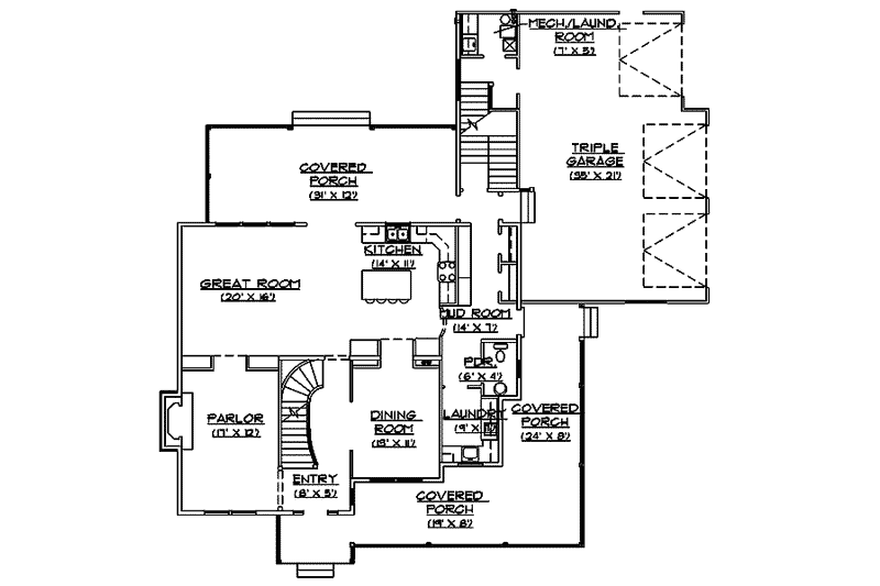 Home Plan - Floor Plan - Main Floor for Country House Plan #5-194 - 5 bed, 3.5 bath