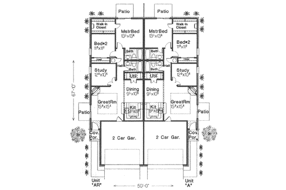 Floor Plan - Main Floor for Traditional House Plan #310-440 - 2 bed, 2 bath