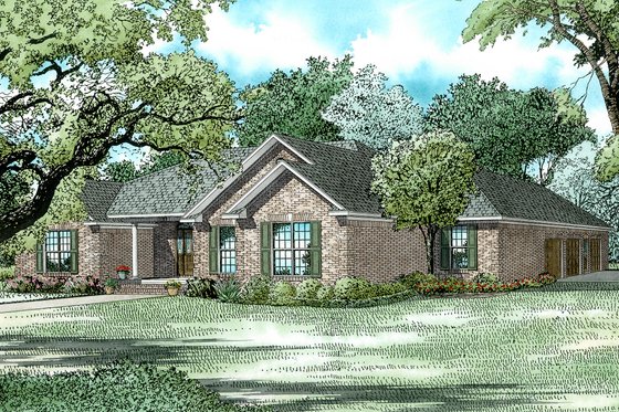 Exterior - Front Elevation 4 for Ranch House Plan #17-174 - 3 bed, 2.5 bath