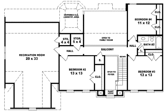 Floor Plan - Upper Floor for European House Plan #81-724 - 4 bed, 2.5 bath
