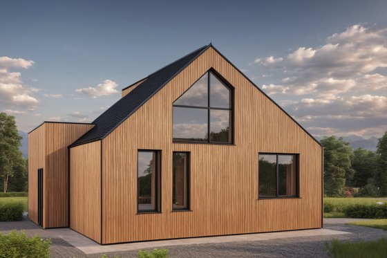 Exterior - Rear Elevation 1 for Modern House Plan #542-13 - 3 bed, 2 bath