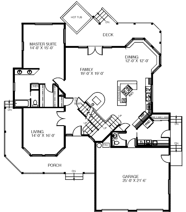 House Blueprint - Country Floor Plan - Main Floor Plan #60-352
