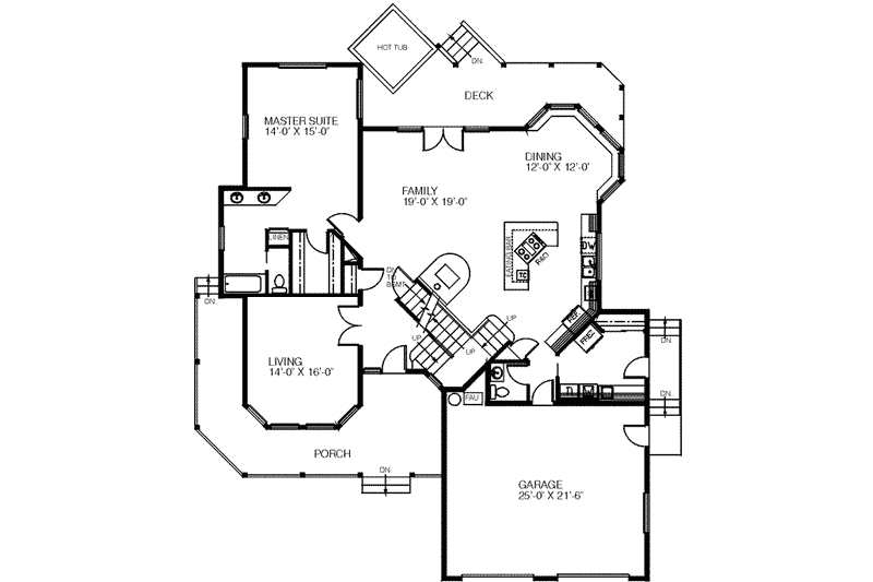 Dream House Plan - Floor Plan - Main Floor for Country House Plan #60-352 - 3 bed, 2.5 bath