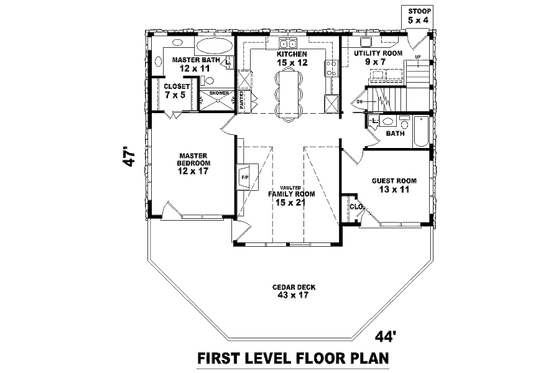 Floor Plan - Main Floor for Cottage House Plan #81-1391 - 2 bed, 3 bath