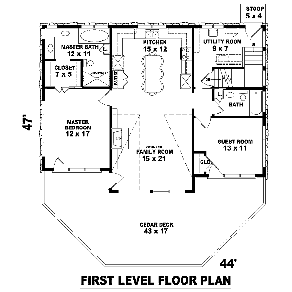 Floor Plan - Main Floor for Cottage House Plan #81-1391 - 2 bed, 3 bath