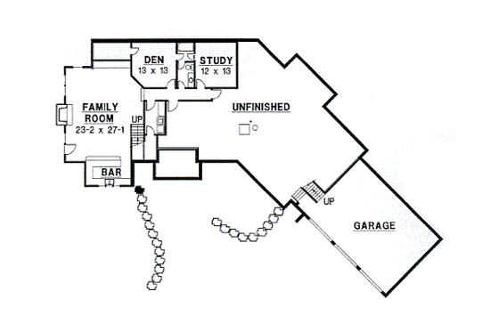 Floor Plan - Lower Floor for Modern House Plan #67-390 - 4 bed, 3.5 bath
