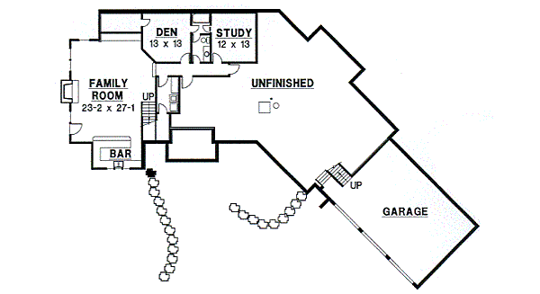 Modern Floor Plan - Lower Floor Plan #67-390